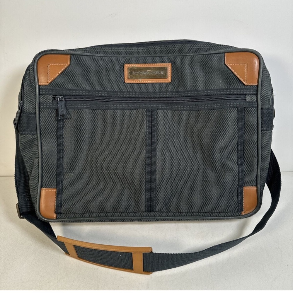 Vintage Pan Am Airlines bag luggage strap travel weekender carryon green brown
